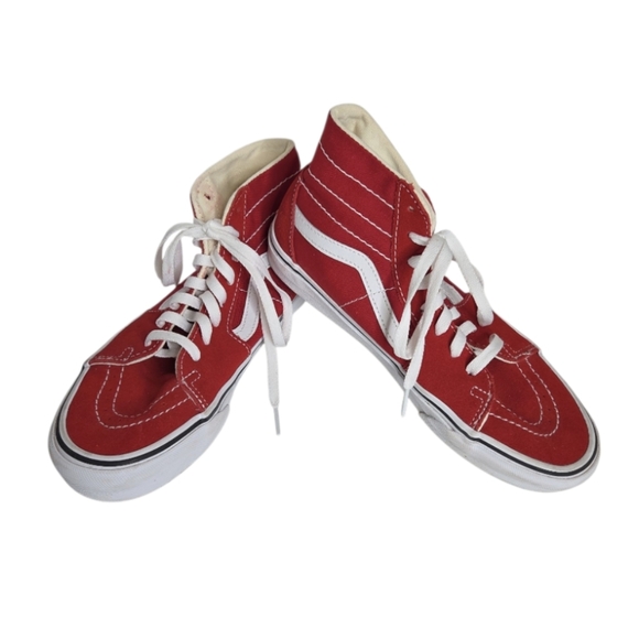 Vans Off The Wall SK8 Men's Red Canvas & Suede High Top Sneakers Men's 7 - Picture 1 of 10